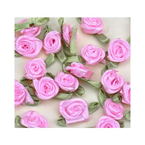 Szatén rózsafejek 2 cm 25db/cs - Rózsaszín 7367 