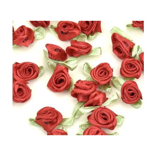 Szatén rózsafejek 2 cm 25db/cs - Piros 7367 