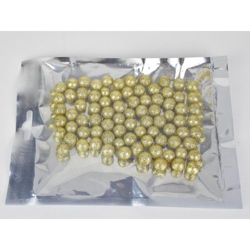 Polisztirol golyó 1cm, kb.50db, csillámos - ARANY 7909B