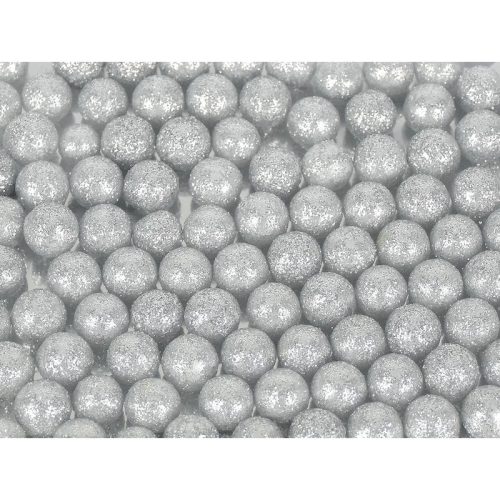 Polisztirol golyó 1cm, kb.50db, csillámos - EZÜST 7909C