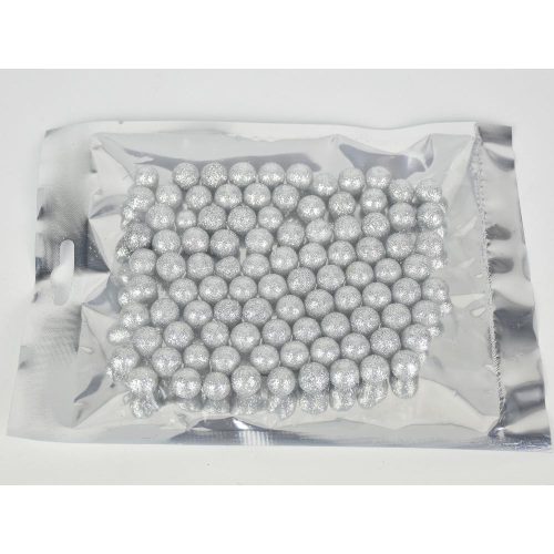 Polisztirol golyó 1cm, kb.50db, csillámos - EZÜST 7909C