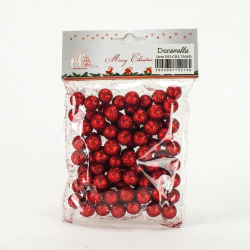 Polisztirol golyó 1cm, kb.50db,csillámos - PIROS 7909D