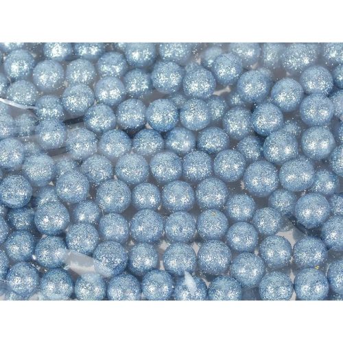 Polisztirol golyó 1cm, kb.50db, csillámos - COUNTRY KÉK 7909H