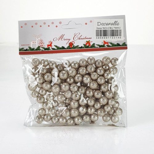 Polisztirol golyó 1cm, kb.50db, csillámos - PEZSGŐ 7909J