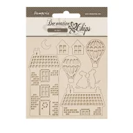 SCB281 - Chipboard cm 14x14 - Family House and balloons