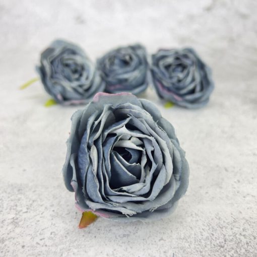 Selyemvirág - Százlevelű rózsafej, 5,5*5,5cm 4/cs - Ódonkék 8282OKEK