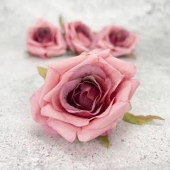  Selyemvirágfej - Rózsa, rózsaszín mályva 7,5*5cm, 4/cs 8283RSZMALY