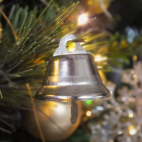 Karácsonyi fém csengő 3cm-es, 10/cs - ezüst 8444