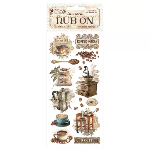 DFLRB193 - Rub-on cm 10,16x21,6 - Coffee and Chocolate vintage coffee moments