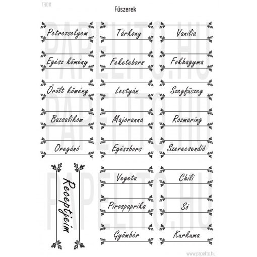 Tr-011 Transzfer papír A/4 - Fűszerek 2