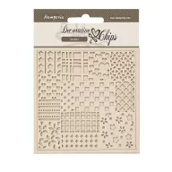 SCB280 - Chipboard cm 14x14 - Family patchwork pattern