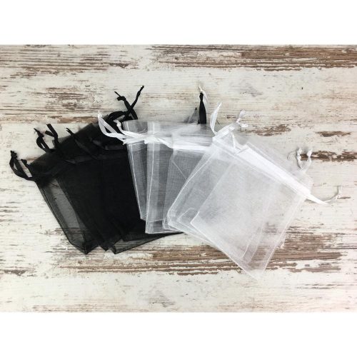 Organza tasak 7,5*10cm fekete-fehér 12db/cs 90-1092