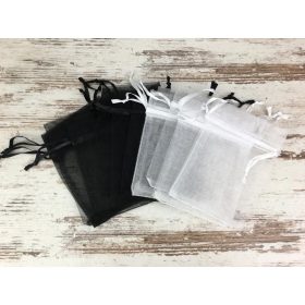 Organza tasak 9*12cm, fekete-fehér 12db/cs 90-1093