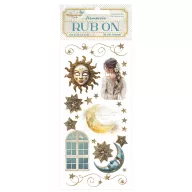 DFLRB136 - Rub-on cm 10,16x21,6 - Masquerade sun and moon