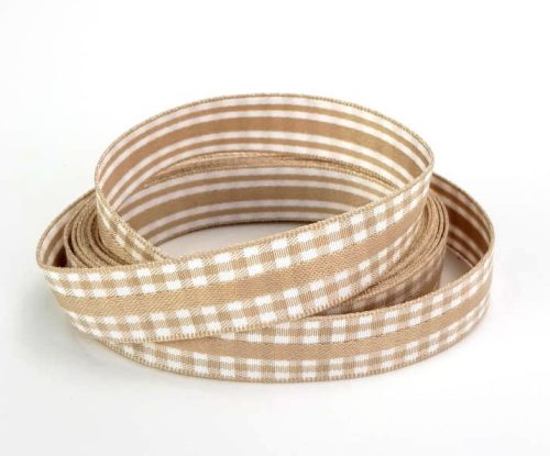 Textilszalag csíkos/kockás 1,5cm*2m - Bézs 99012