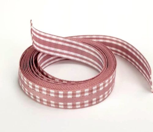 Textilszalag csíkos/kockás 1,5cm*2m - Oldpink 99018