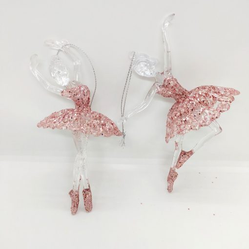 +Karácsonyfa dísz, balerina 2/cs 15cm, rózsaszín CAA222440