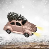 Vintage bogárhátú fenyőfával világítós rózsaarany – koszorúhoz, asztaldíszhez