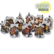 Színes világítós házikó kicsi 1db – karácsonyi dekorációhoz