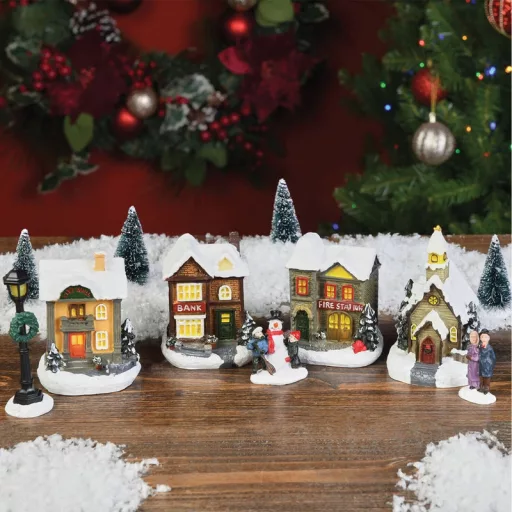 Színes világítós házikó kicsi 12db - OKOS ÁR! – karácsonyi dekorációhoz