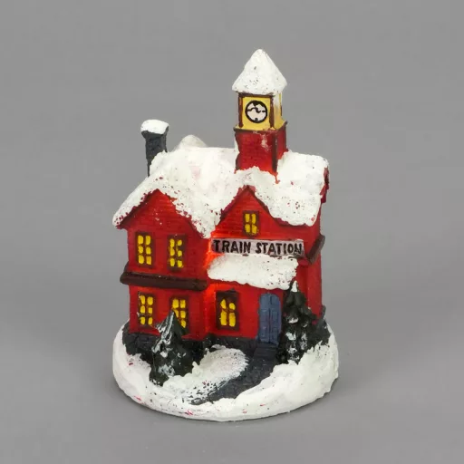 Színes világítós házikó kicsi 1db – karácsonyi dekorációhoz