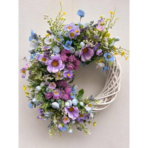 Vessző koszorú fehér 25cm – ajtódíszhez, koszorúalapnak