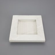 Dekorációs fa tál fehér négyzet 20x20cm – ajtódíszhez, koszorúalapnak