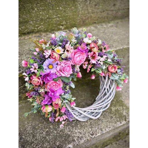 Vessző koszorú pasztell lila 25cm – ajtódíszhez, koszorúalapnak