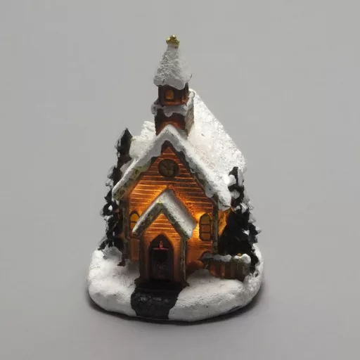 Színes világítós templom kicsi 12db/dob – karácsonyi dekorációhoz