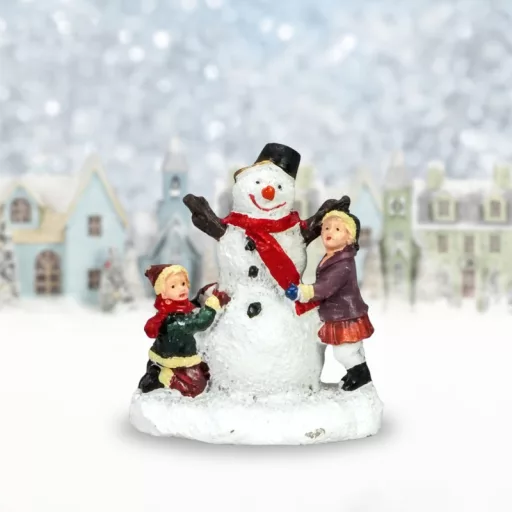 Hóemberes jelenet gyerekekkel 1db – karácsonyi dekorációhoz