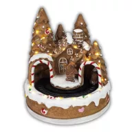 Világítós mézeskalács ház, vonattal – karácsonyi dekorációhoz