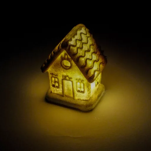 Világítós mézeskalács házikó 12db/doboz - OKOSÁR! – karácsonyi dekorációhoz