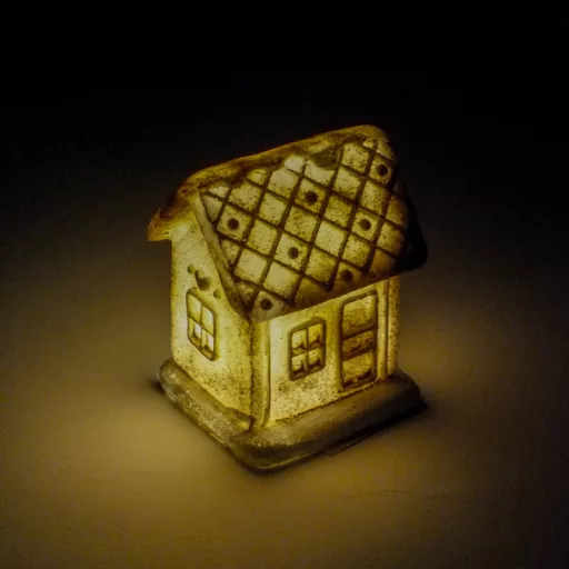 Világítós mézeskalács házikó 12db/dob – karácsonyi dekorációhoz