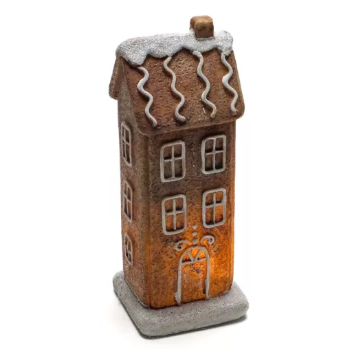 Világítós emeletes mézeskalács ház 1db – karácsonyi dekorációhoz