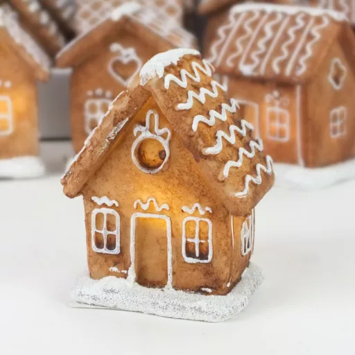 Világítós mézeskalács házikók 4féle 12db/dob  - OKOS ÁR! – karácsonyi dekorációhoz