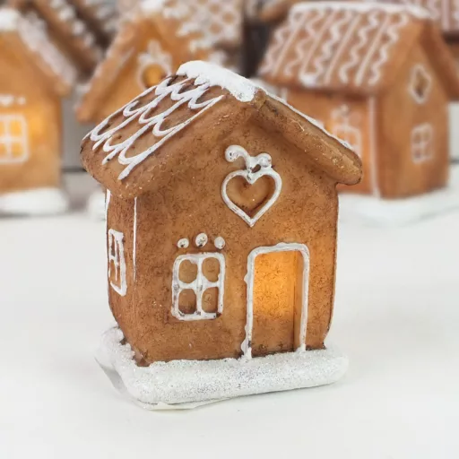 Világítós mézeskalács házikók 4féle 12db/dob  - OKOS ÁR! – karácsonyi dekorációhoz