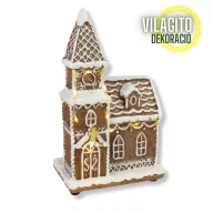 Világítós mézeskalács templom – karácsonyi dekorációhoz