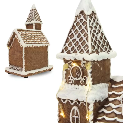 Világítós mézeskalács templom – karácsonyi dekorációhoz