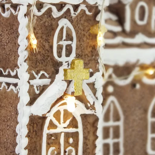 Világítós mézeskalács templom – karácsonyi dekorációhoz