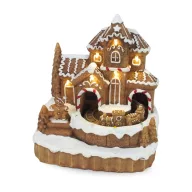 Világítós mézeskalács ház, vonattal – karácsonyi dekorációhoz #0620