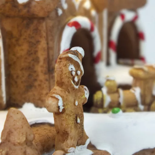 Világítós mézeskalács ház, vonattal – karácsonyi dekorációhoz #0620