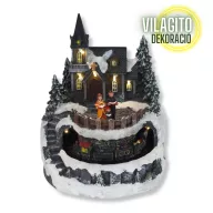 Világítós téli jelenet, vonattal – karácsonyi dekorációhoz