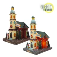 Világítós karácsonyi templom - LED-es téli dísz – karácsonyi dekorációhoz