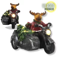 Világítós karácsonyi rénszarvas motoron - LED-es ünnepi dekoráció – koszorúhoz, asztaldíszhez