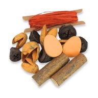 Kikelet terméscsomag raffiával - narancs – húsvéti dekorációhoz