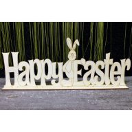 Natúr fa - "Happy Easter" talpas tábla 15x40cm – húsvéti dekorációhoz