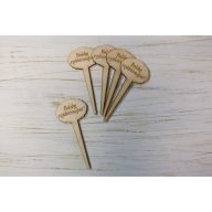 Natúr fa - Beszúrós "Boldog születésnapot!" gravírozott tábla 9cm 5db/csomag – kreatív dekorációhoz