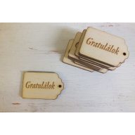 Natúr fa - Scrapbook kisérő táblák "Gratulálok" 10db/csomag – esküvői dekorációhoz