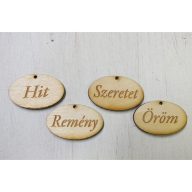 Natúr fa - Adventi gravírozott ovál tábla 4db/csomag – ajtódíszhez, koszorúalapnak