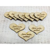 Natúr fa - "Szívem minden szeretetével" szív 10db/csomag – valentin napi dekorációhoz